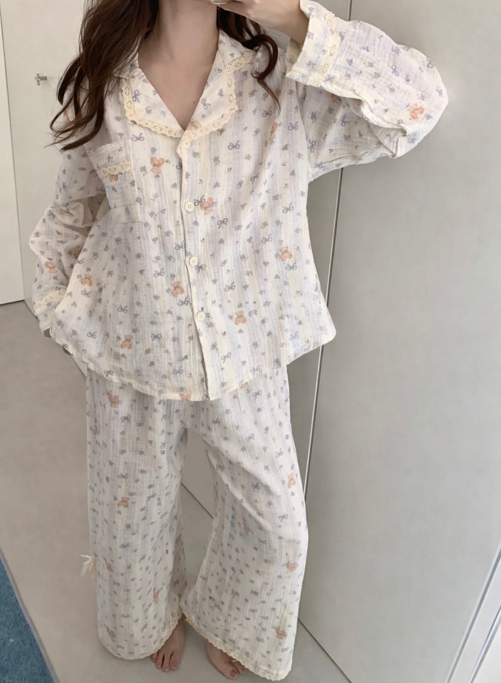 Cloud Cotton Sweet Floral Pajama Set