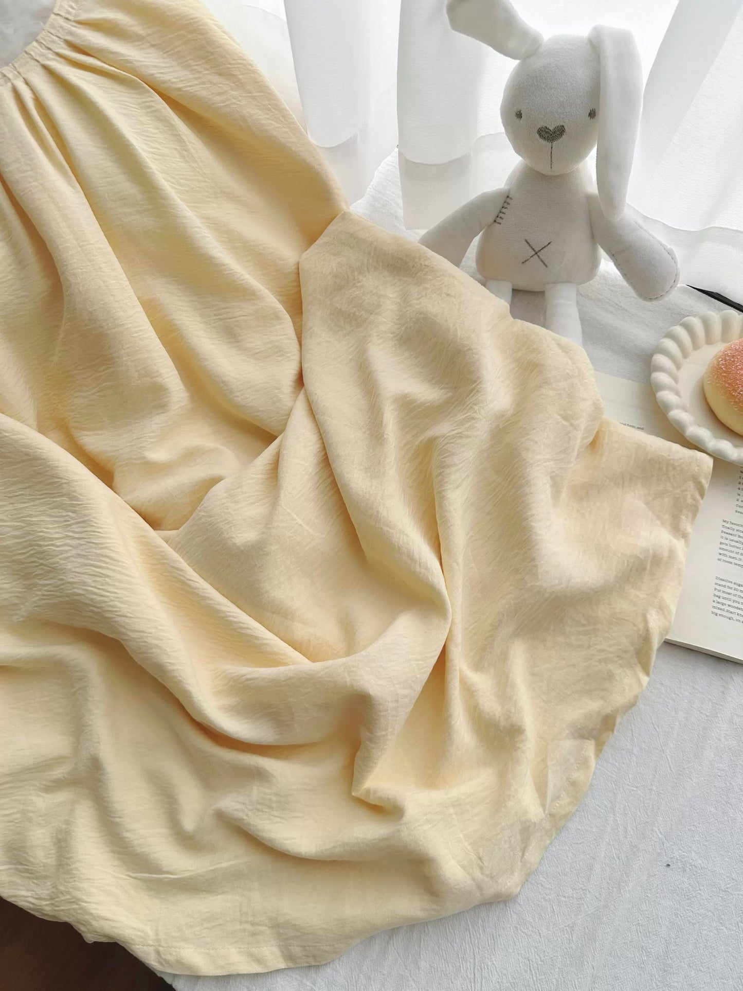 Yellow Spaghetti Strap Pajama Set – Flowy Cami Top & Shorts in Cream