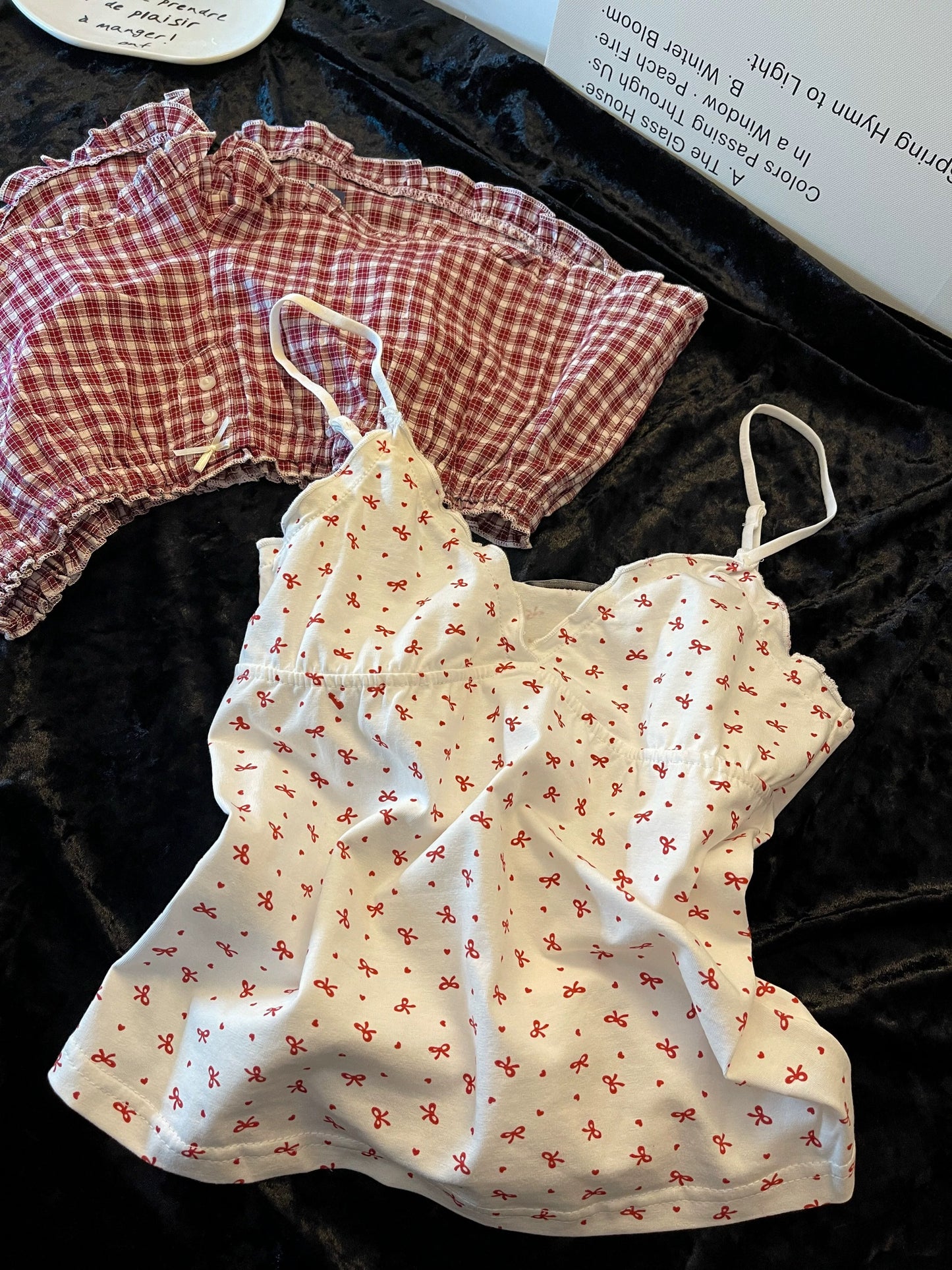 Retro Polka Dot Lace Cami & Shorts Pajama Set