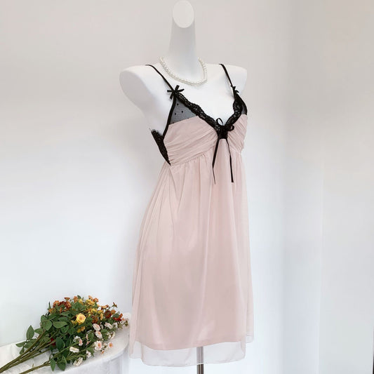 Sweet Fairy Lace Mesh Nightgown - Soft Cotton Blend Sleepwear