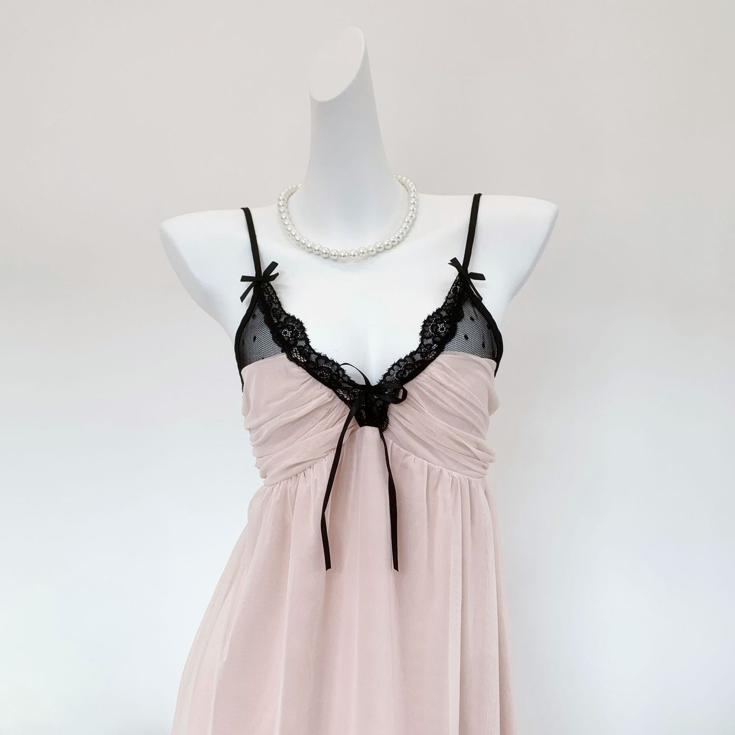 Sweet Fairy Lace Mesh Nightgown - Soft Cotton Blend Sleepwear