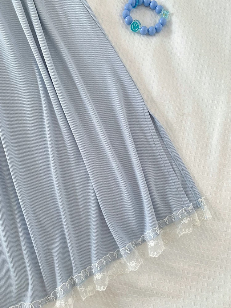 Ultra-Soft Modal Cotton Nightgown - Elegant Lace Trim Sleep Dress