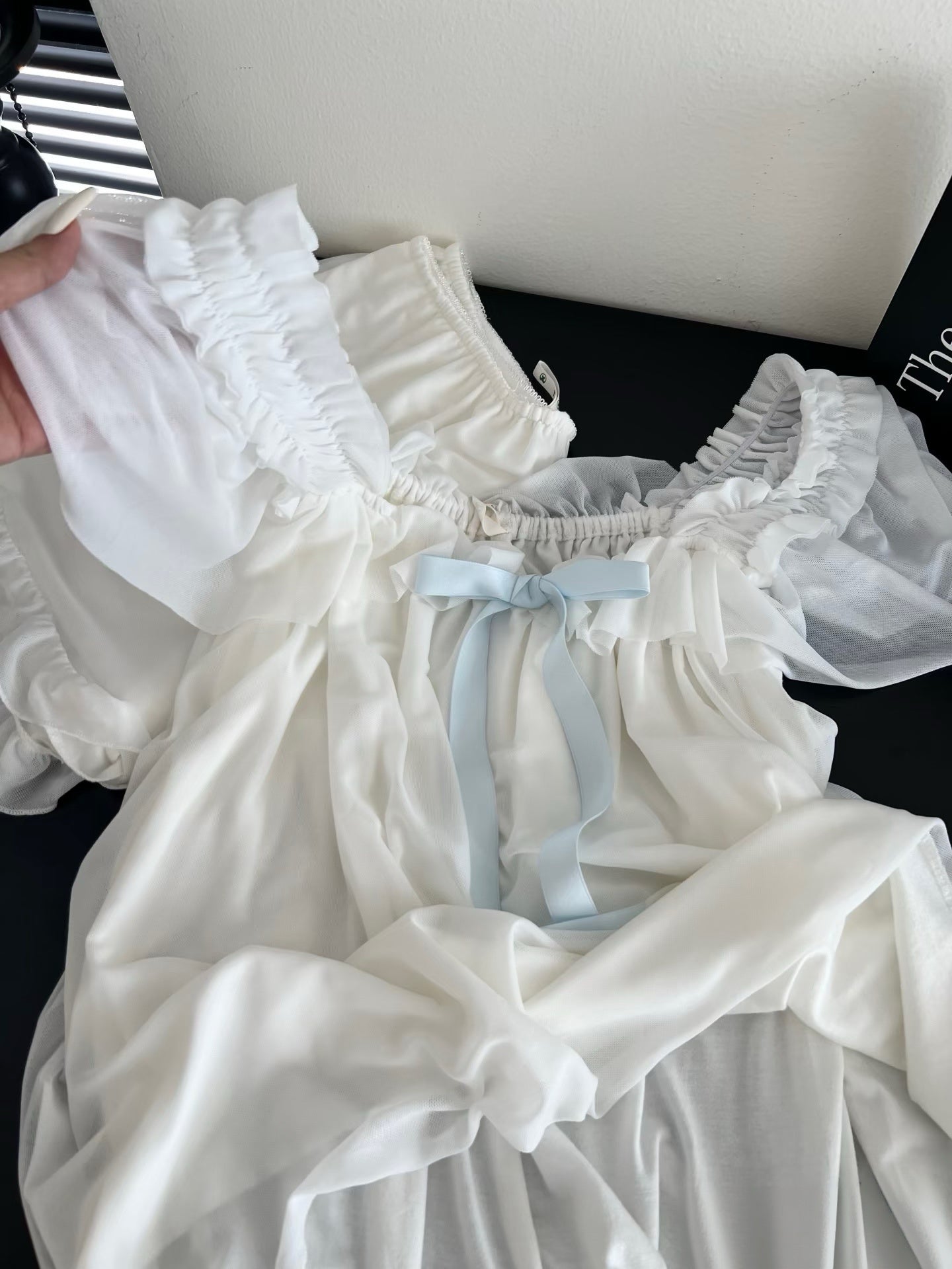 White Ruffle Chiffon Lounge Set – Romantic Princess Style Homewear