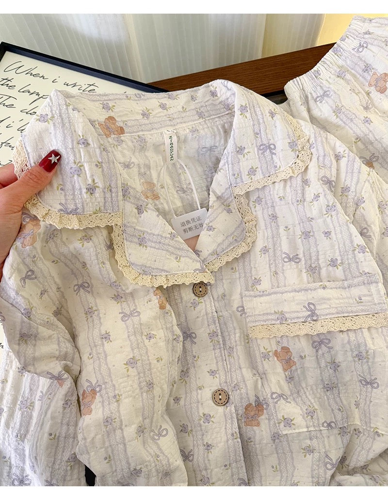 Cloud Cotton Sweet Floral Pajama Set