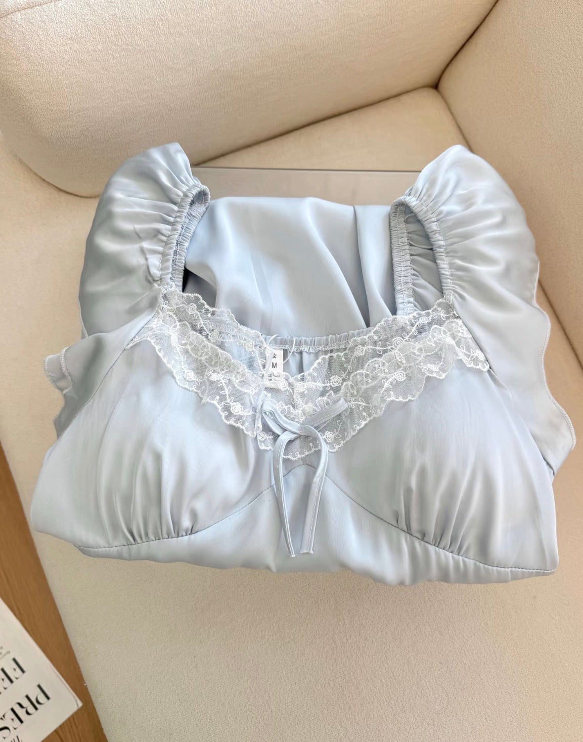 French Lace Ice Silk Nightdress – Soft Girl Summer Lounge Dress